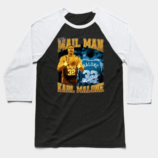 Karl Malone The Mail Man Basketball Legend Signature Vintage Retro 80s 90s Bootleg Rap Style Baseball T-Shirt